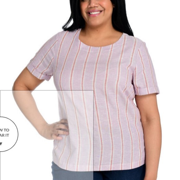 CJ Banks | Yarn Dyed Button Back Round Neck Top Sz 1X NWT - Picture 1 of 5